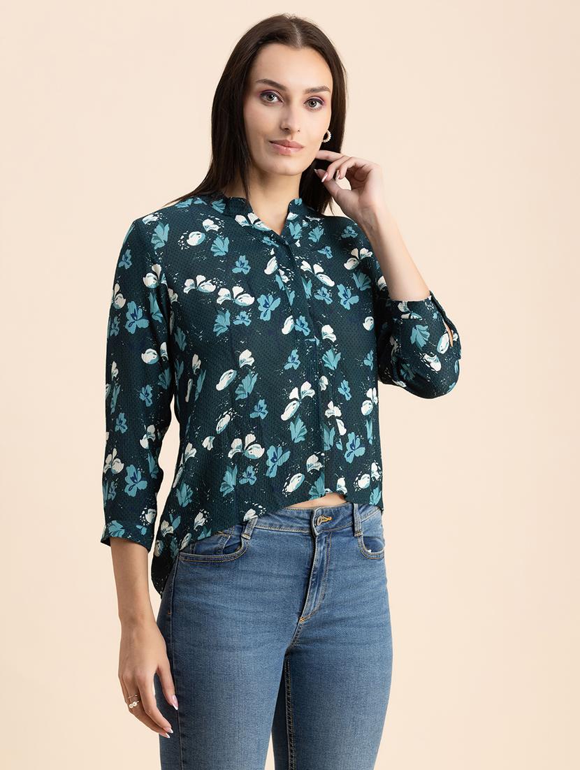 teal floral print high low top - 20325814 -  Standard Image - 1