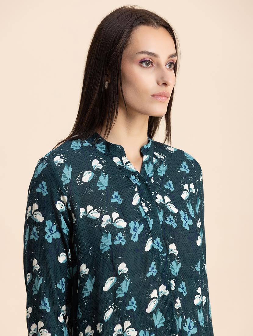 teal floral print high low top - 20325814 - Standard Image - 4