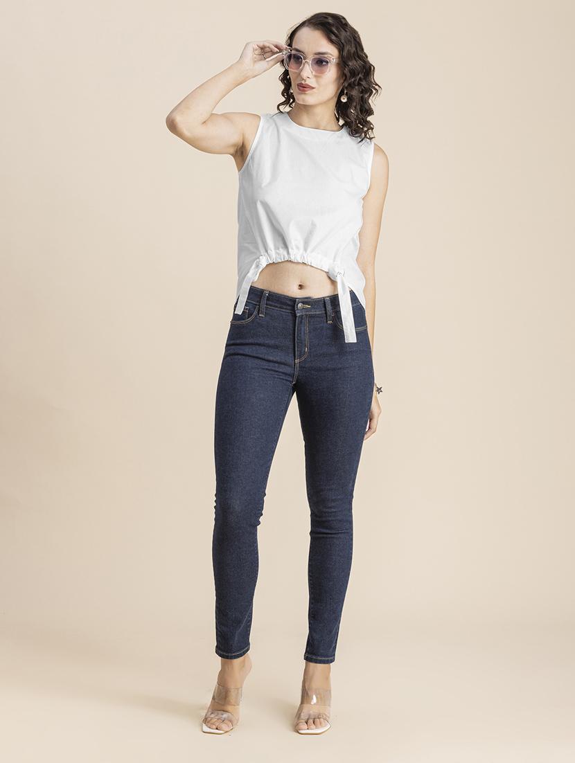 white solid sleeveless crop top - 20325817 - Standard Image - 4
