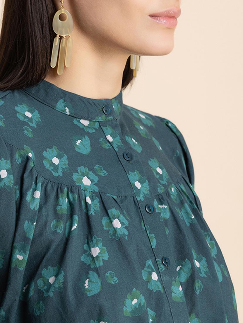 women floral print mandarin neck top - 20325823 - Standard Image - 4