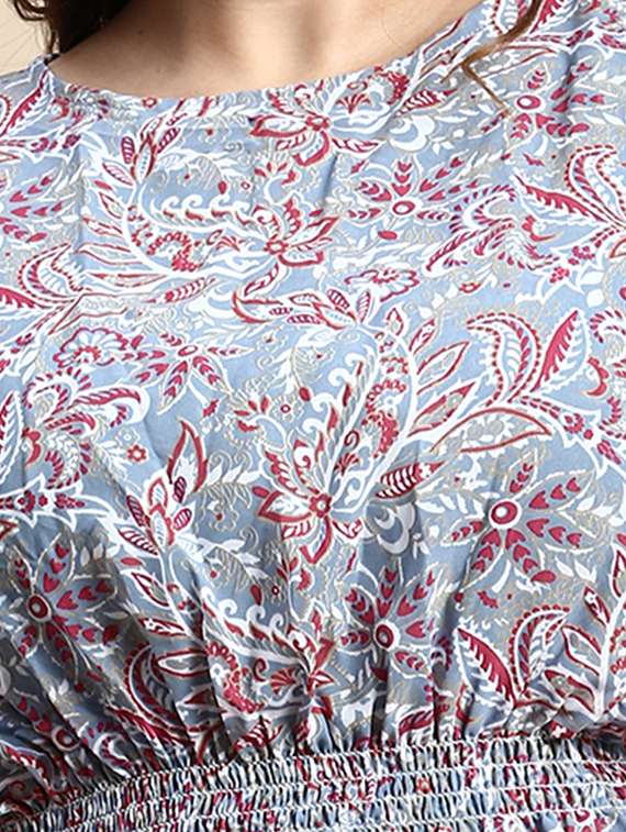 blue floral print plus size top - 20325869 -  Standard Image - 4