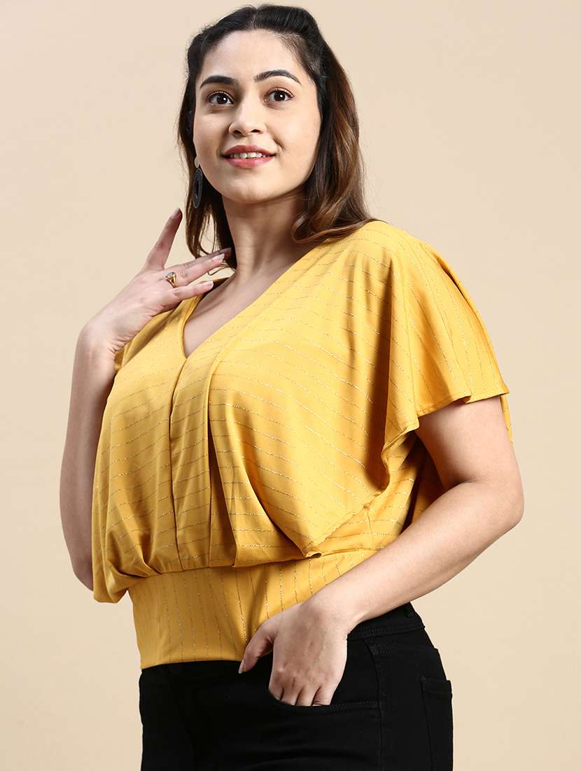 yellow self design blouson top - 20325887 -  Standard Image - 1