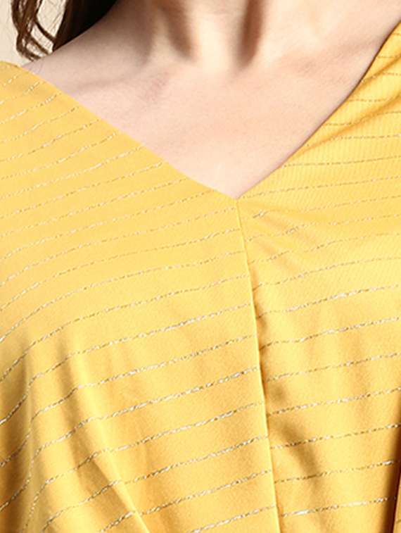yellow self design blouson top - 20325887 -  Standard Image - 4