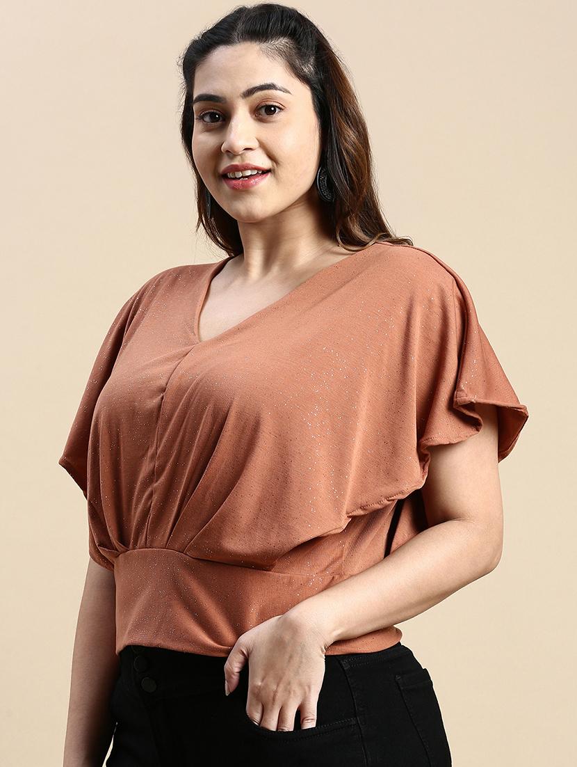 copper printed plus size top - 20325888 -  Standard Image - 1