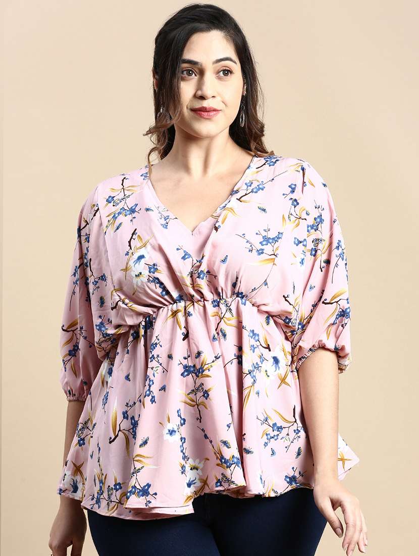 pink floral peplum top