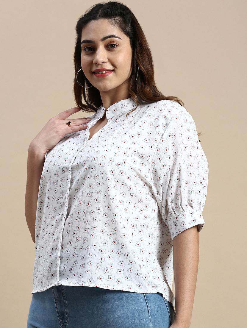 white floral plus top - 20325908 - Standard Image - 1