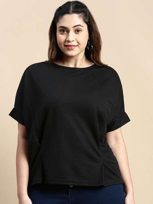black solid regular plus top - 20325911 - Standard Image - 0