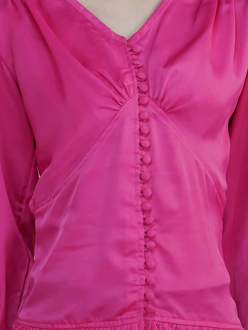 pink solid blouson top - 20327714 -  Standard Image - 4