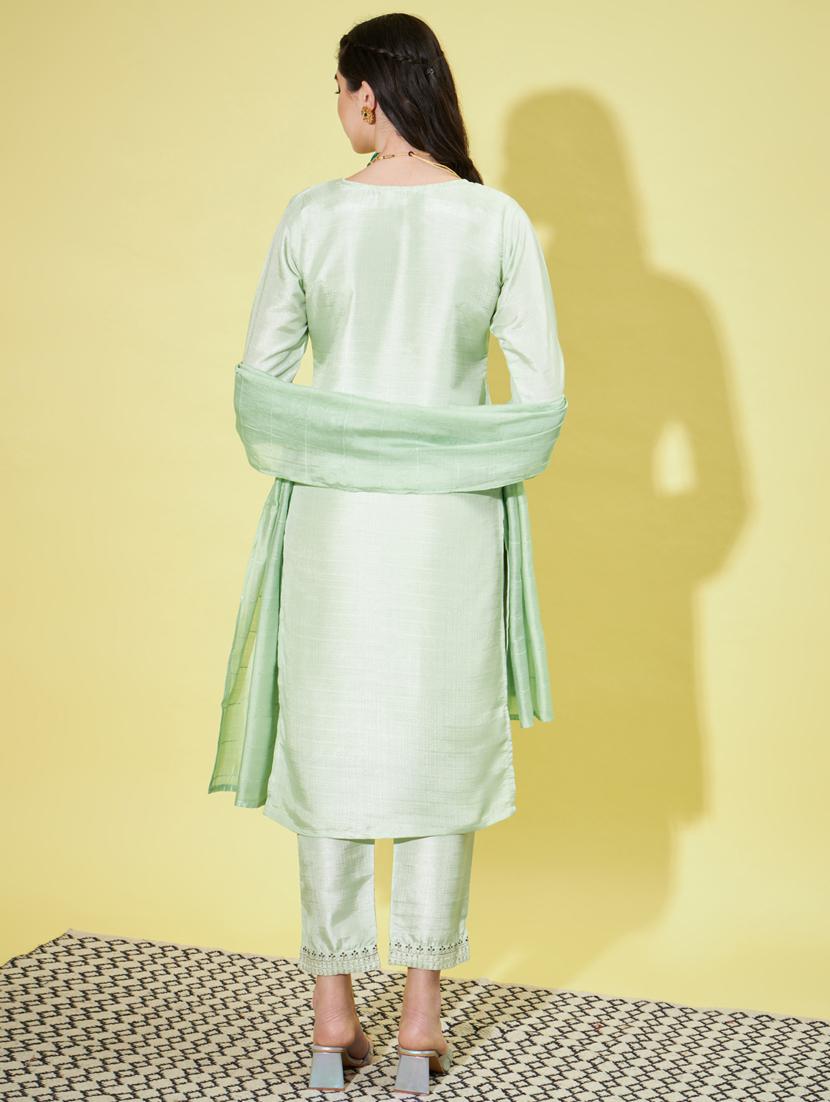 women three quarter sleeve kurta pant with dupatta set - 20329876 -  Standard Image - 1