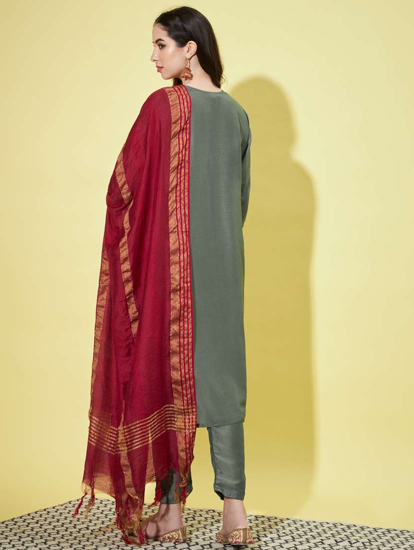 grey colored kurta pant set - 20329880 -  Standard Image - 1