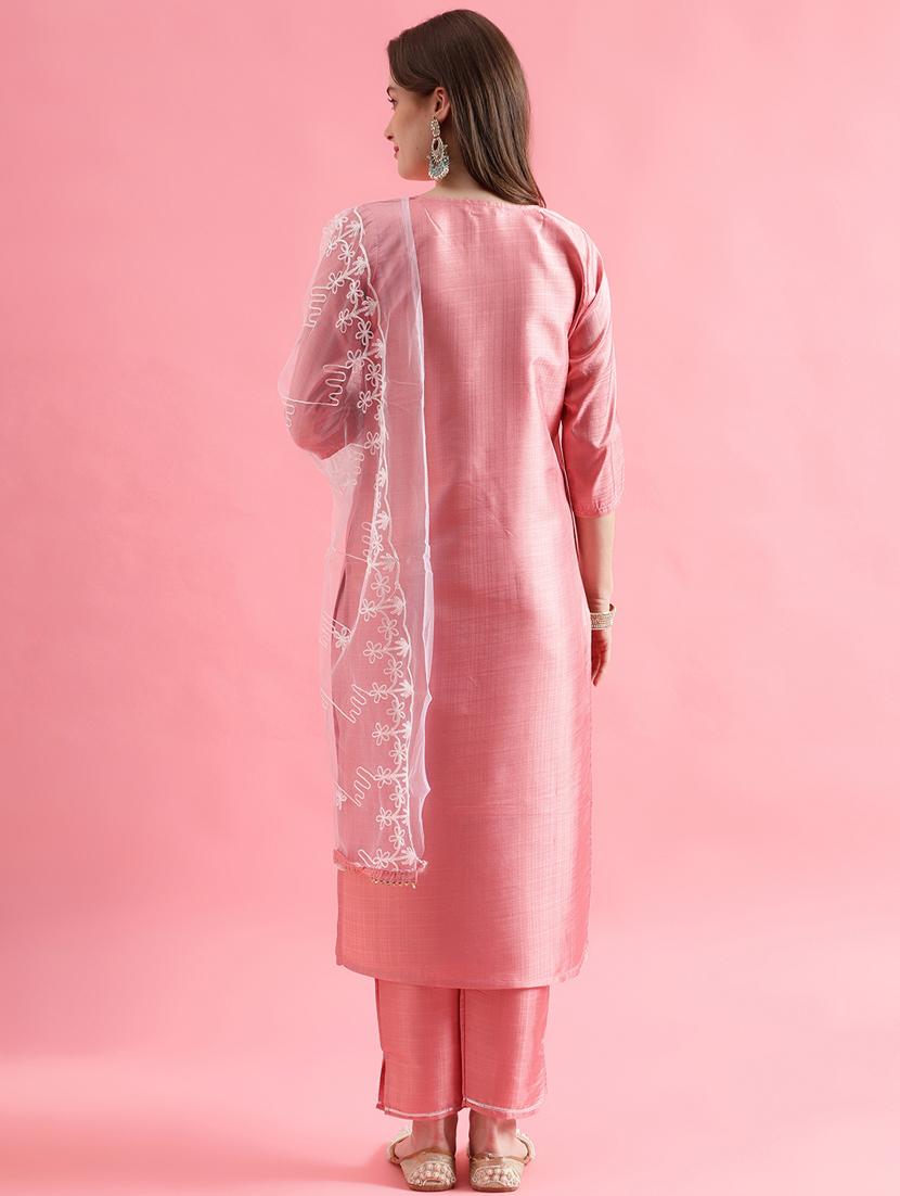 women three quarter sleeve kurta pant with dupatta set - 20329890 -  Standard Image - 1