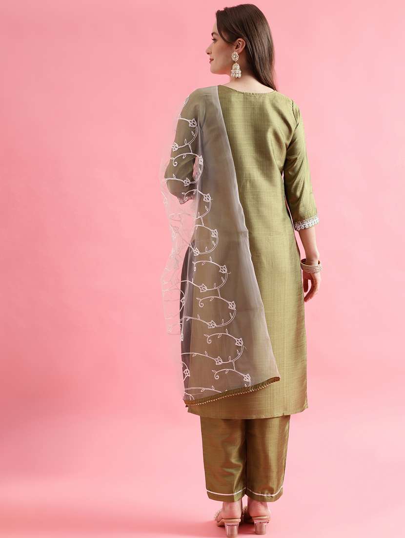women yoke embroidered suit set - 20329894 -  Standard Image - 1