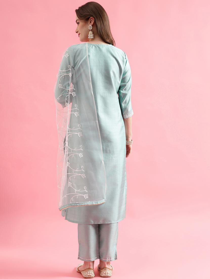 women three quarter sleeve kurta pant with dupatta set - 20329896 - Standard Image - 1