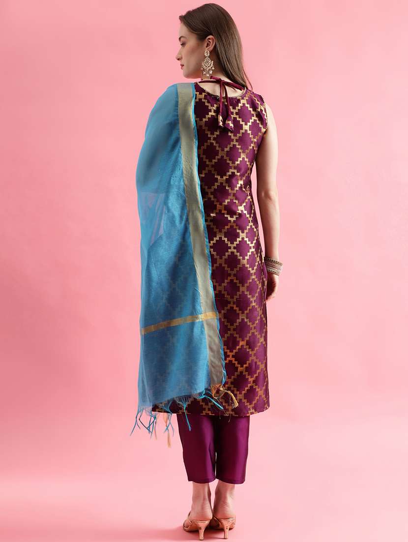 purple colored kurta pant set - 20329913 -  Standard Image - 1