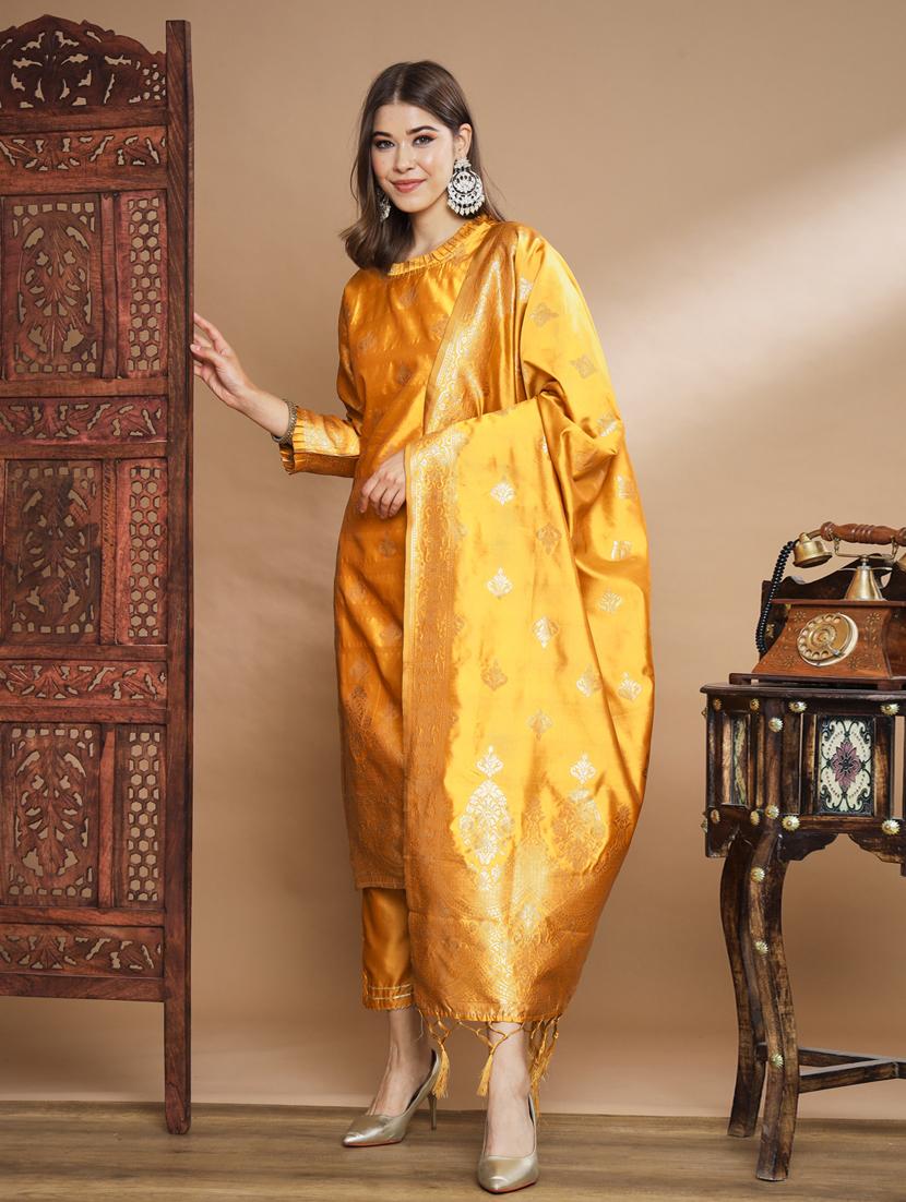 yellow colored kurta pant set - 20329935 - Standard Image - 1