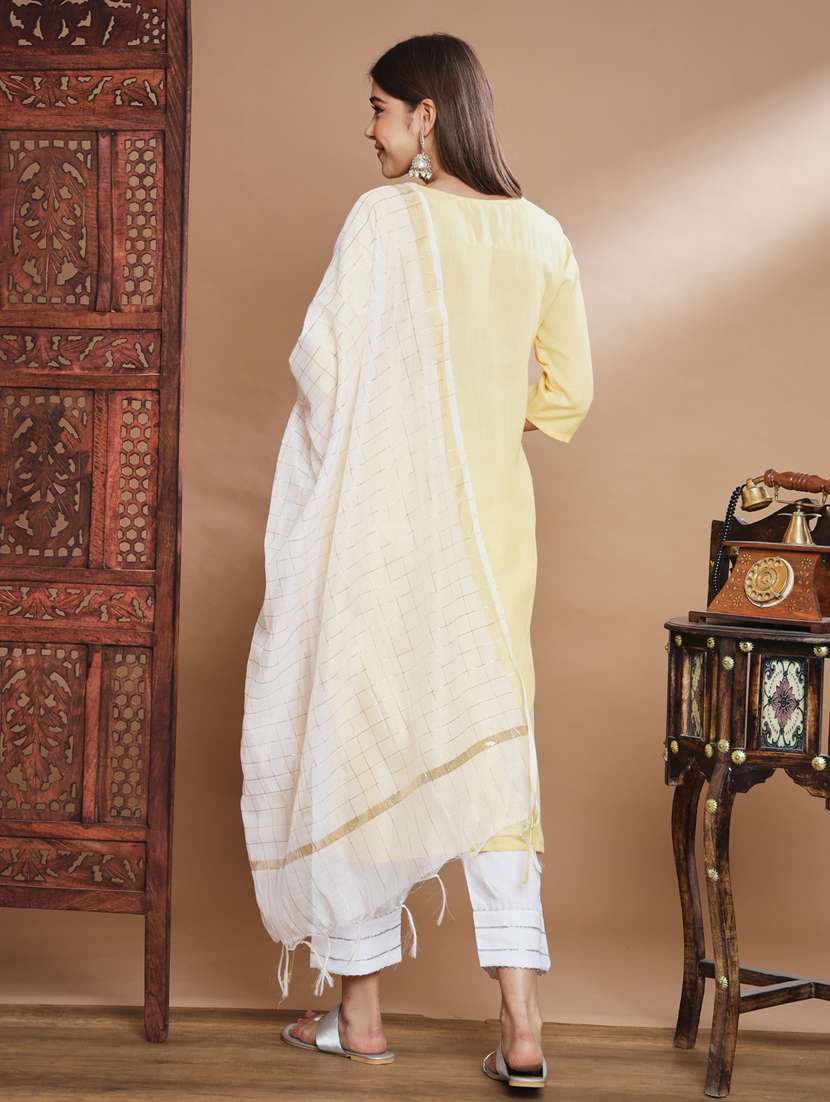 cream colored kurta pant set - 20329964 - Standard Image - 1