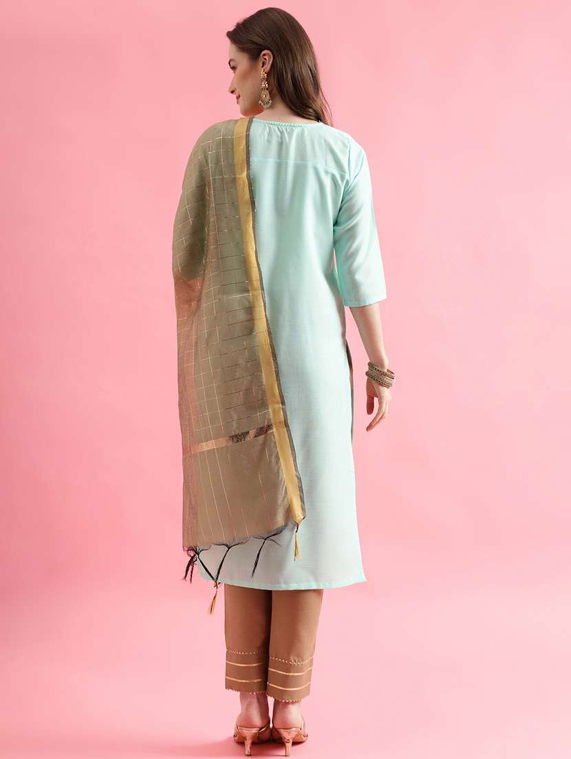 light blue colored kurta pant set - 20329992 - Standard Image - 1