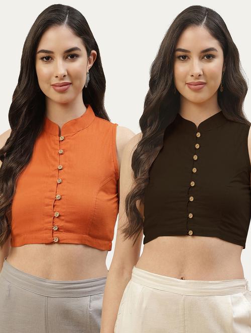 pack of 2 solid front open sleeveless blouse - 20330103 - Standard Image - 0
