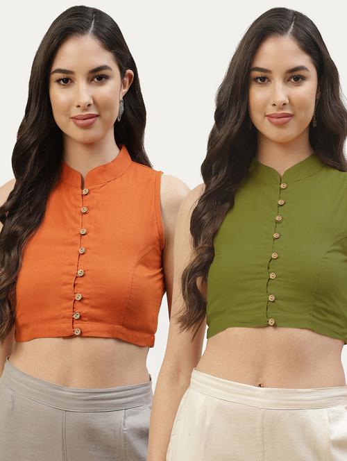 pack of 2 solid front open sleeveless blouse - 20330104 -  Standard Image - 0