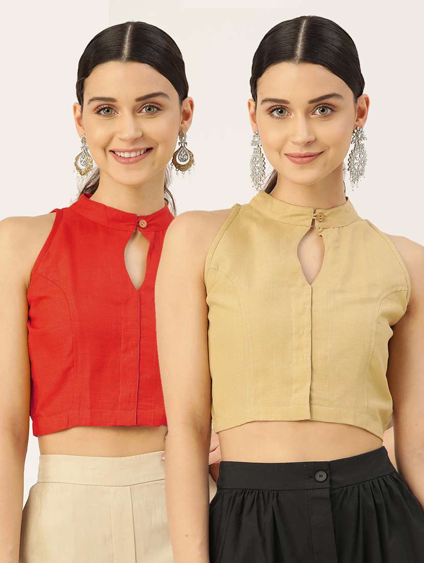 women pack of 2 solid blouses