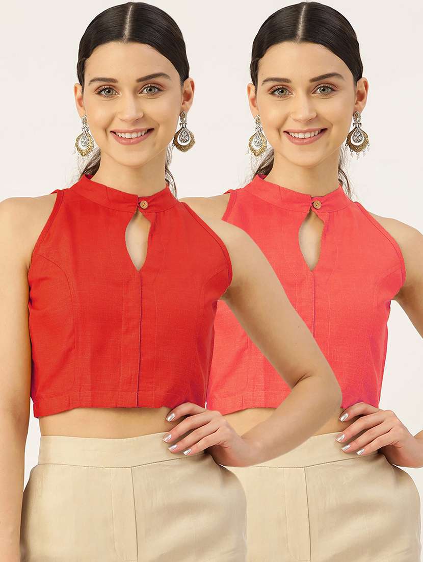 women pack of 2 solid blouses