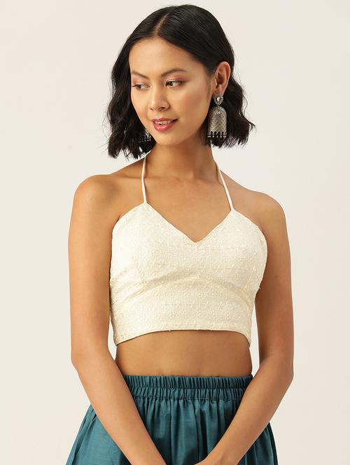 women off-white embroidered stitched blouse - 20330328 - Standard Image - 0