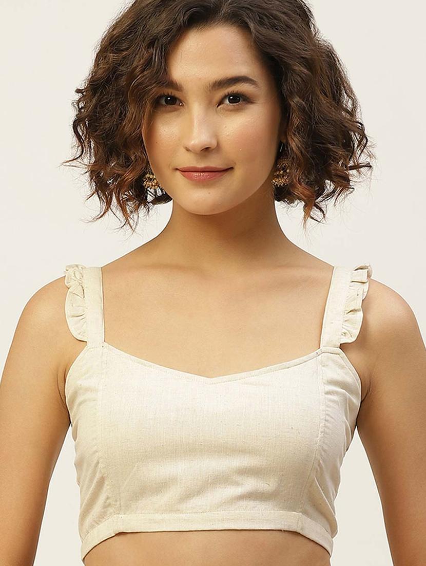 women white sweetheart neck stitched blouse - 20330534 -  Zoom Image - 0