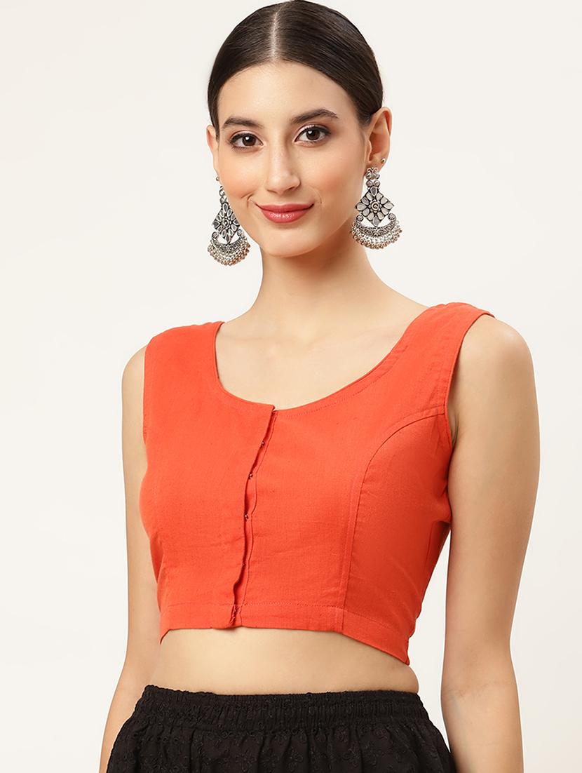women orange embroidered stitched blouse - 20330556 -  Zoom Image - 0