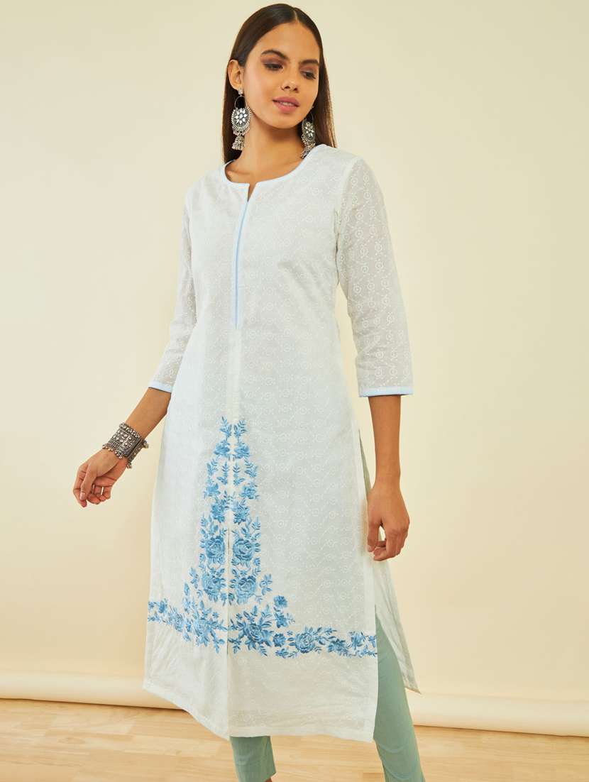 women embroidered straight kurta - 20331229 - Standard Image - 1