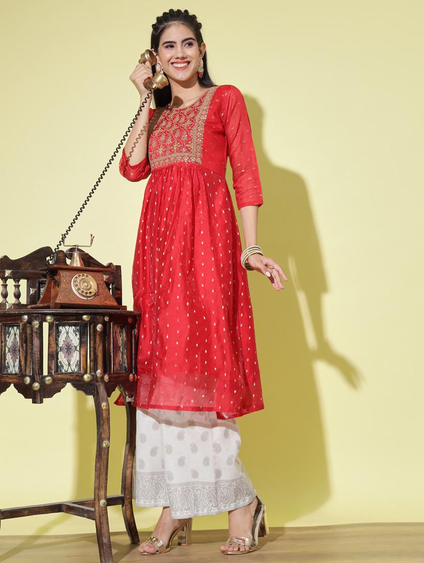 red colored a-line kurta