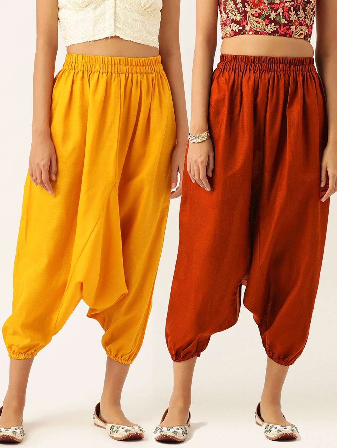 combo of 2 multi colored cotton harem pant trouser