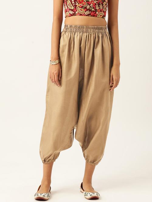 women beige cotton harem pant trouser - 20331488 -  Standard Image - 0