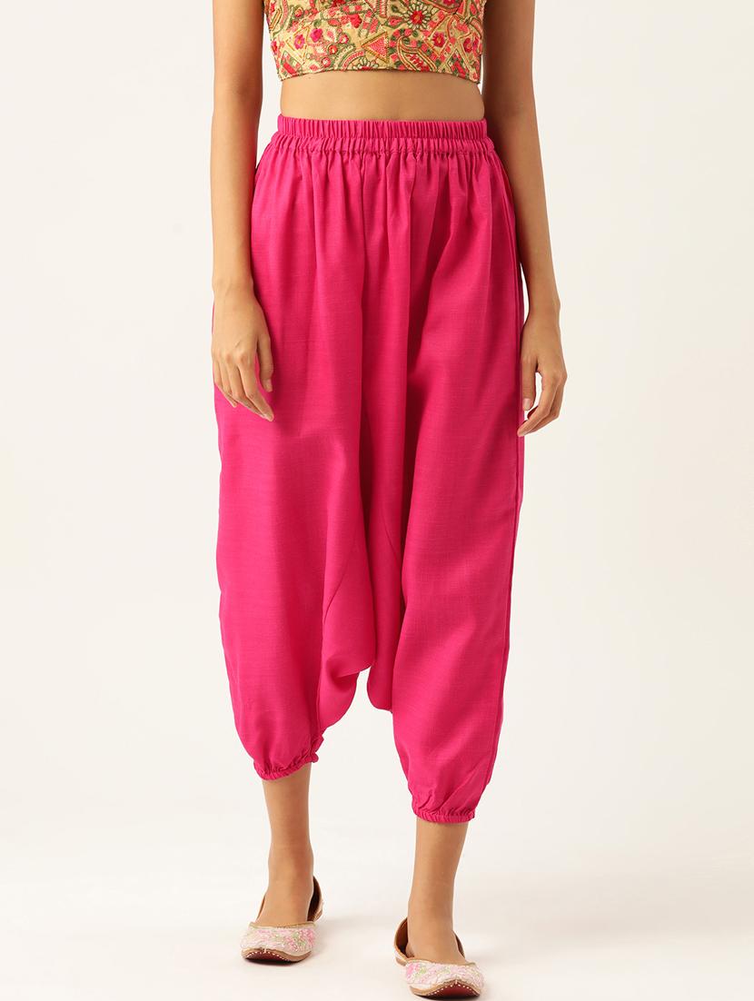 women pink cotton harem pant trouser - 20331489 -  Zoom Image - 0
