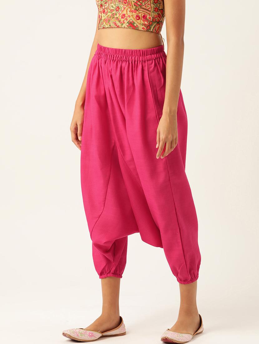 women pink cotton harem pant trouser - 20331489 -  Standard Image - 1