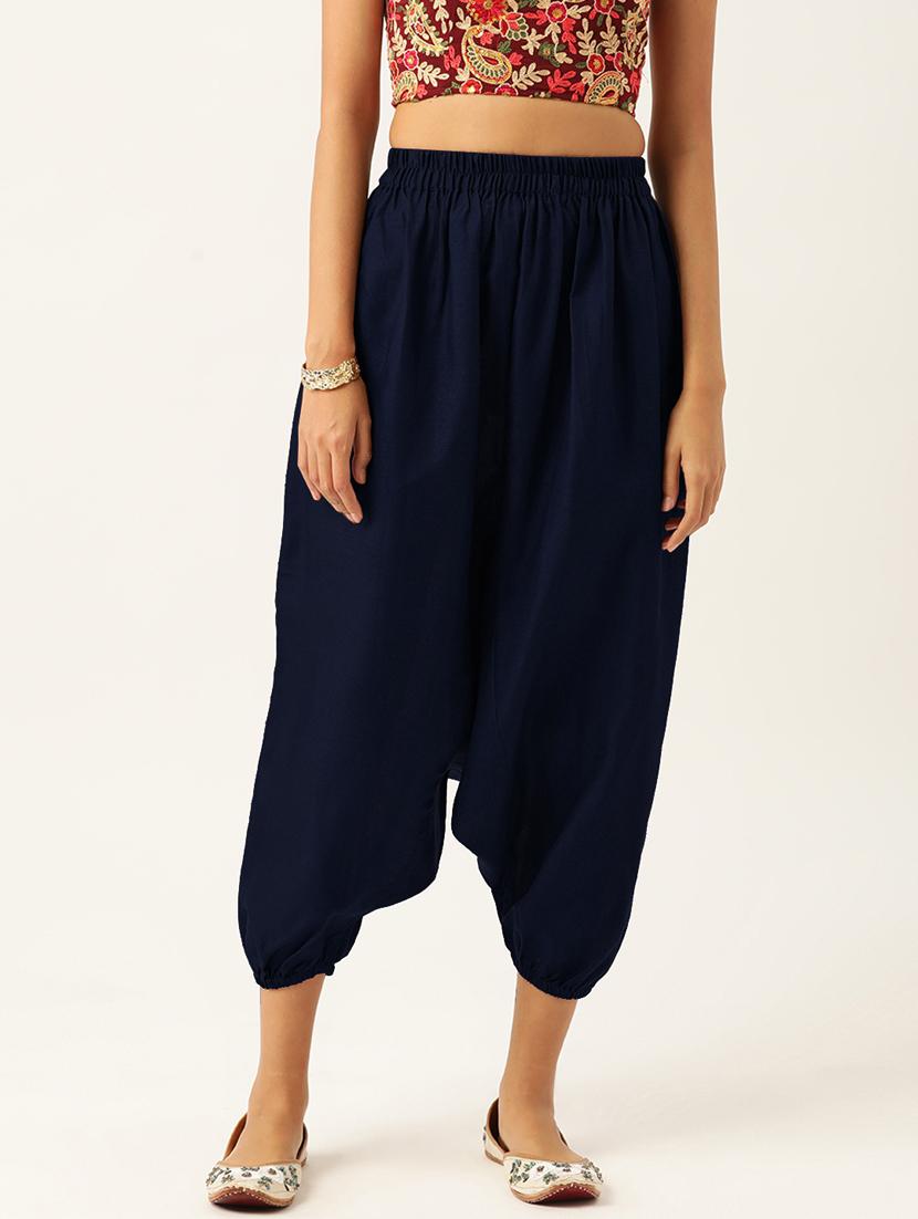 women navy blue cotton harem pant trouser - 20331491 - Zoom Image - 0