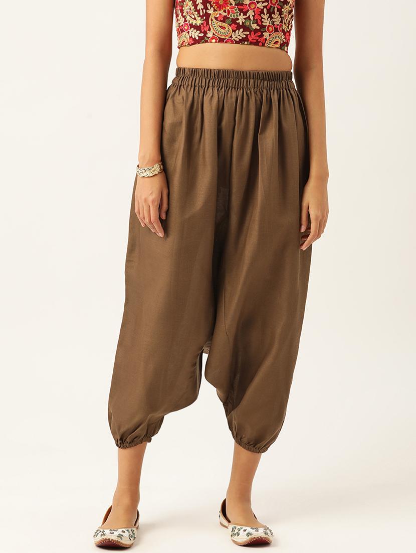 women brown cotton harem pant trouser - 20331492 - Zoom Image - 0