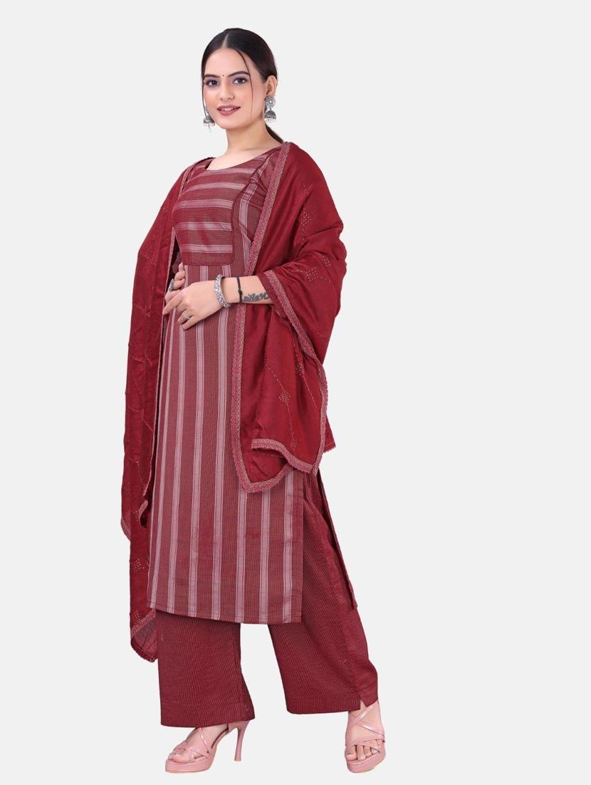 maroon colored kurta palazzo set - 20331505 - Standard Image - 1