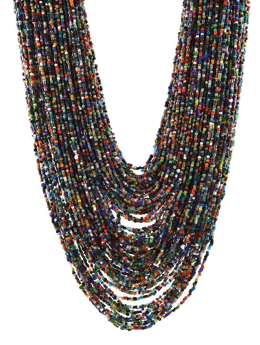 multi colored metal long necklace
