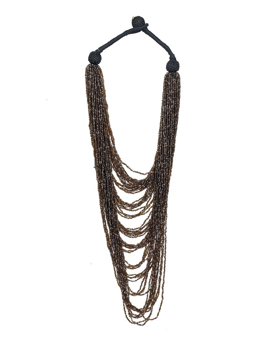 brown metal long necklace - 20331693 - Standard Image - 1