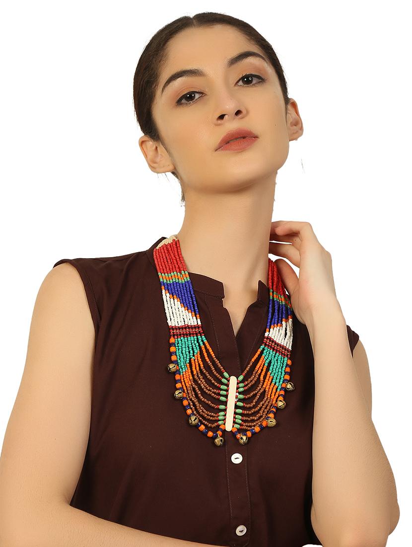 multi colored metal long necklace - 20331703 - Standard Image - 4