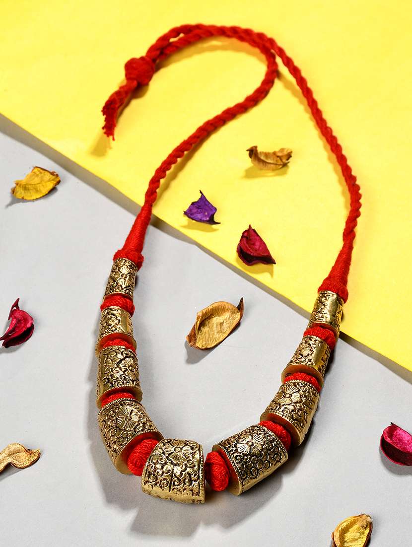 red metal statement necklace