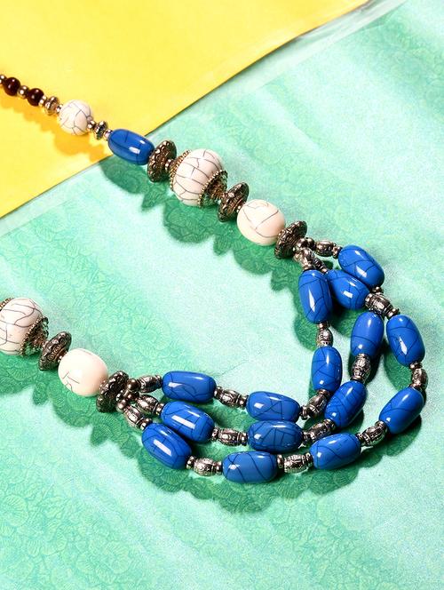 blue metal long necklace - 20331709 - Standard Image - 0