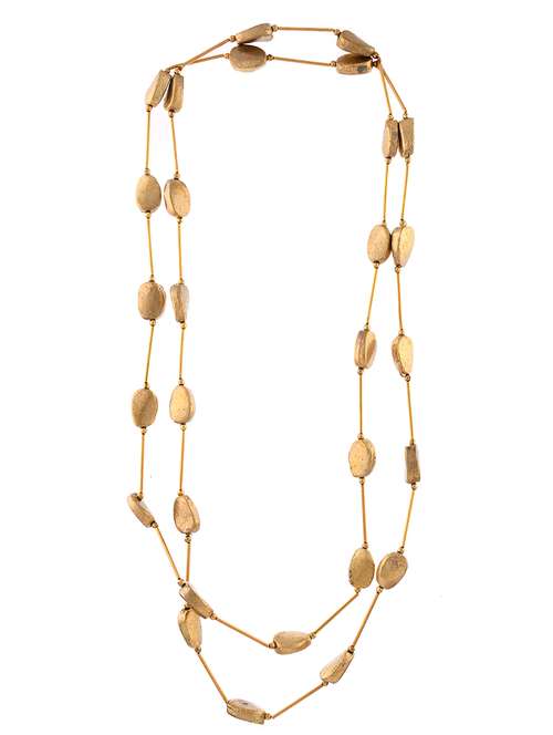 gold metal long necklace - 20331711 - Standard Image - 0