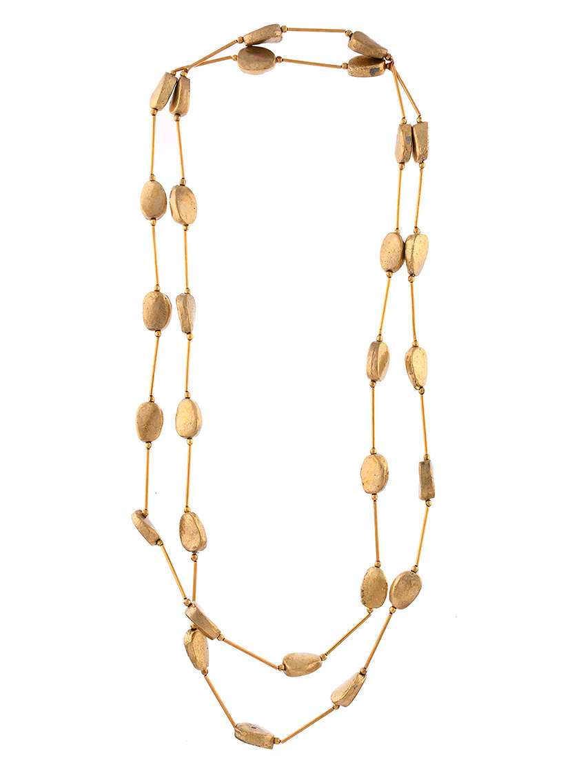 gold metal long necklace - 20331711 - Zoom Image - 0