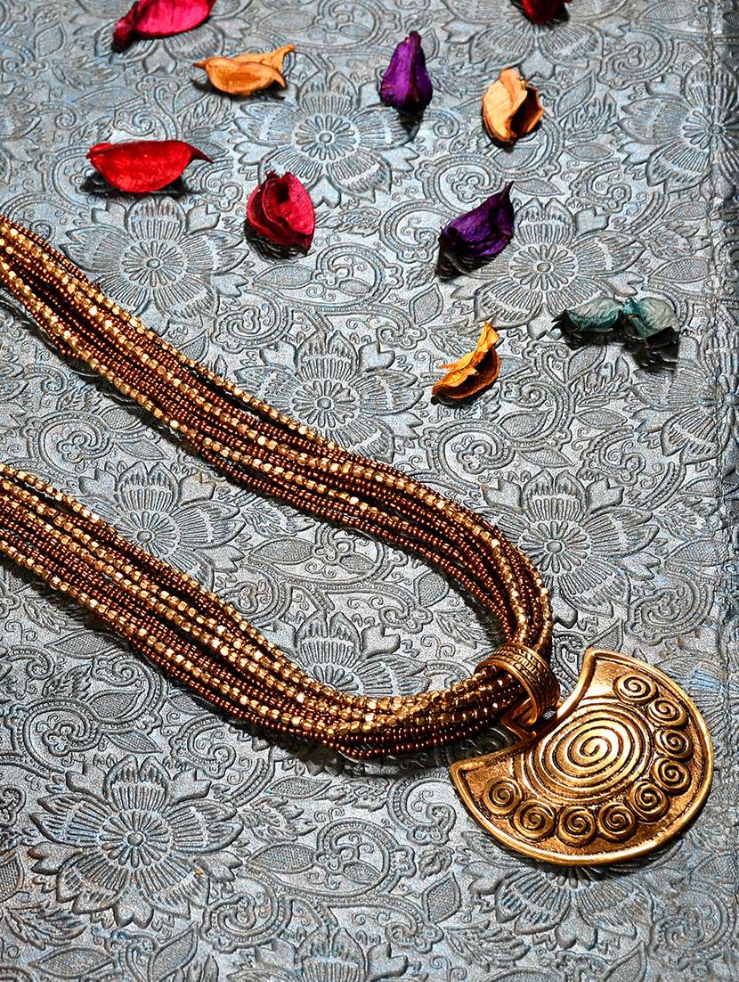 gold metal long necklace