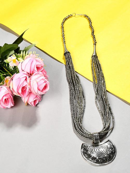 silver metal long necklace - 20331713 -  Standard Image - 0