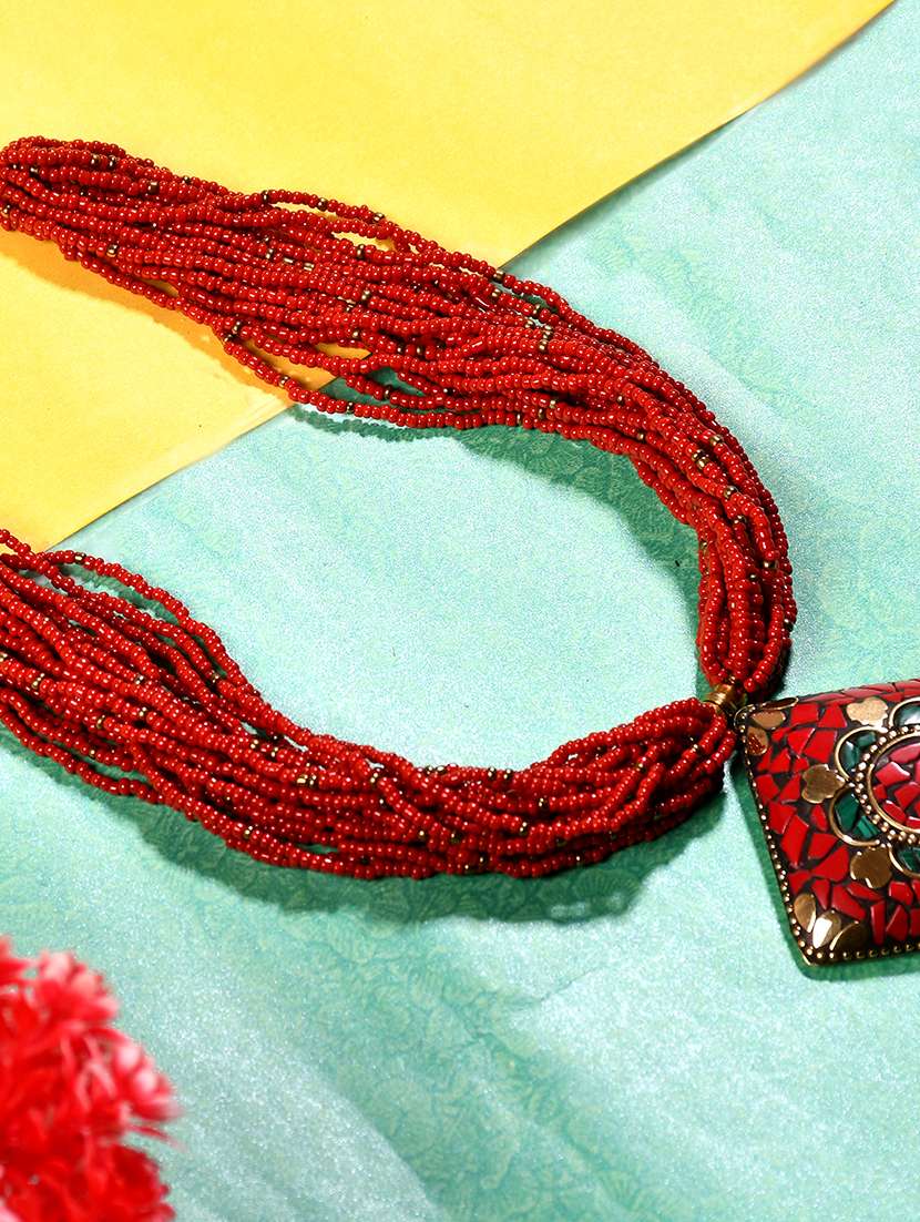 red metal statement necklace