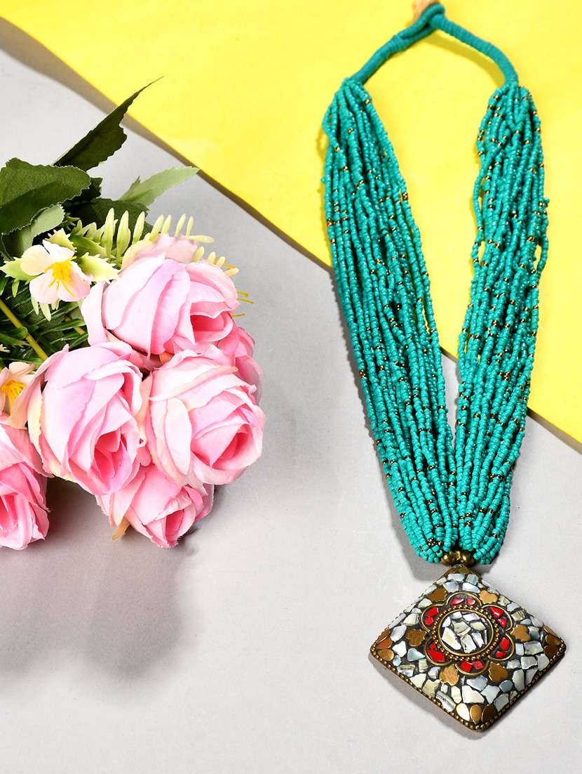 green metal statement necklace
