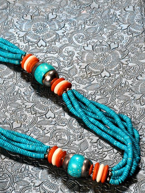 blue metal statement necklace - 20331724 - Standard Image - 0