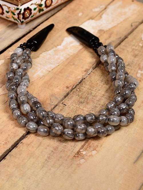 grey metal statement necklace - 20331766 - Standard Image - 0